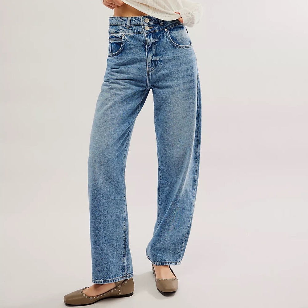 Frame Denim Light Blue High-Rise Straight Jeans